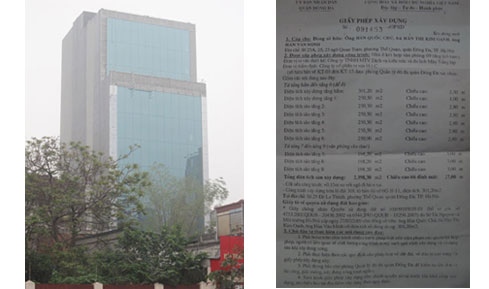 Hà Nội: Toà nhà 9 tầng có dấu hiệu dùng giấy phép giả | ảnh 1