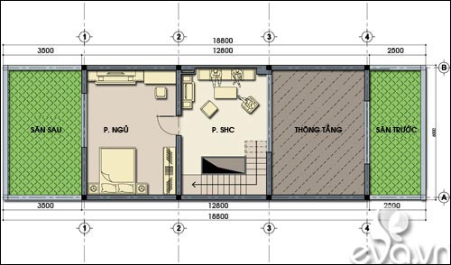 Tư vấn thiết kế nhà 2 tầng đầy đủ công năng, DT 6m x 18,8m | ảnh 2