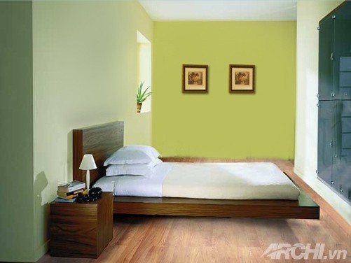 Phòng ngủ mát mắt với tường màu xanh lá | ảnh 2